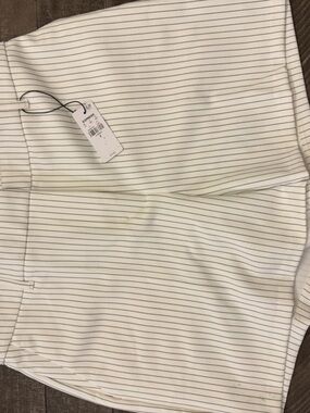 Express White Shorts with Thin Black Pinstripes